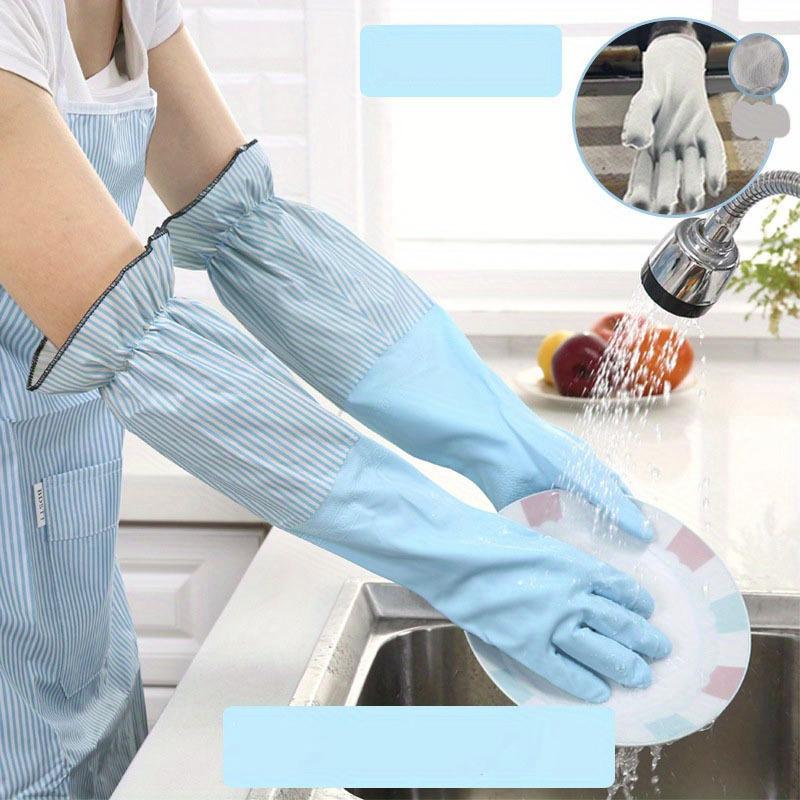 Winter Thermal Plush Gloves, waterproof non-slip, durable for dishwashing, laundry and daily chores. синий