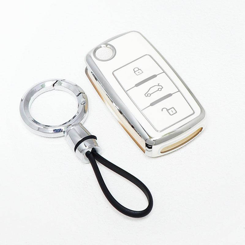 Fashion Tpu Car Tpu Key Case Bag Keychain Shell Fob Holder For Volkswagen Vw Jetta Beetle Scirocco Passat Polo Tiguan Golf 4 5