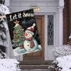 Snowman & Christmas Tree Polyester Garden Flag - Double-Sided Outdoor Yard Decoration, Seasonal Welcome Large Flag Without Electricity, Festive Home