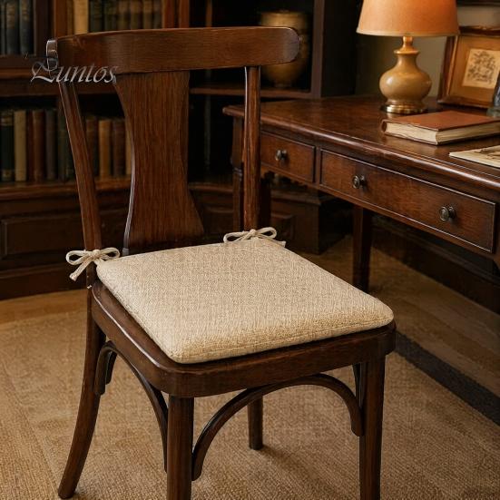Natural Texture Seat Cushion Office Chair with Ties, Ultra Soft Square Cushion, 15.75"x15.75" for Breathable Washable Pad Dining Chair, Home