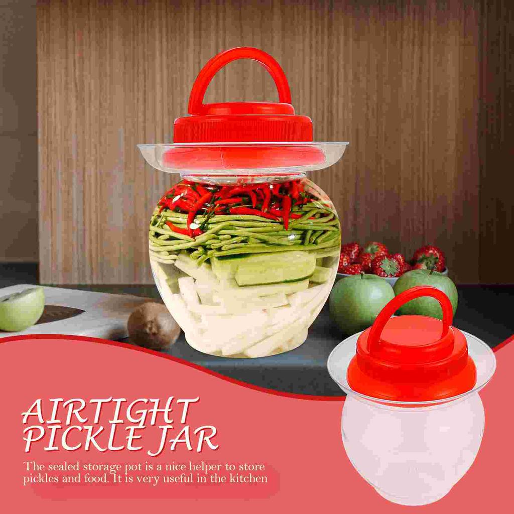 2Pcs Food Grade Plastic Airtight Pickle Jar Transparent Storage Container Household Kitchen Bottle Sealed Jar For Dust