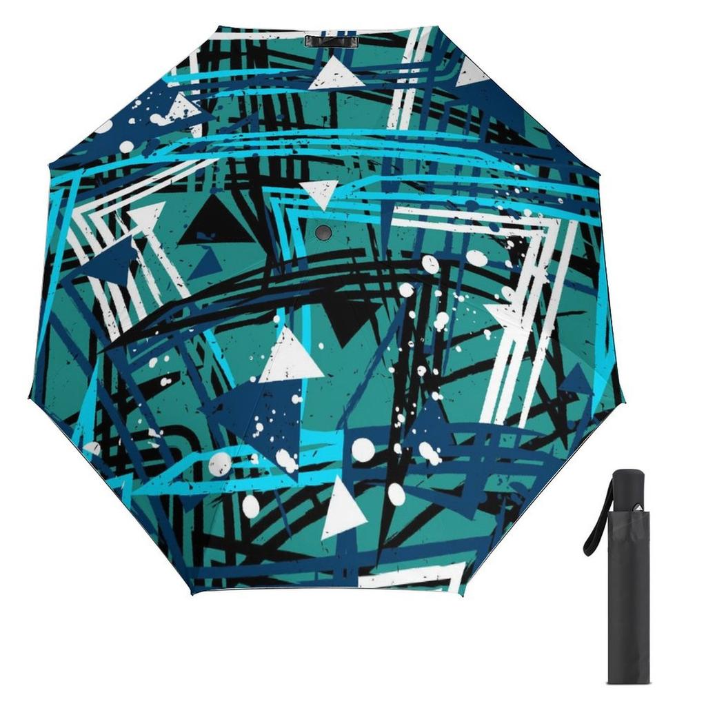 1 Pack Automatic Umbrella With Strong Windproof Structure And Water Repellent Surface For Travel In Graffiti Inspired Tone