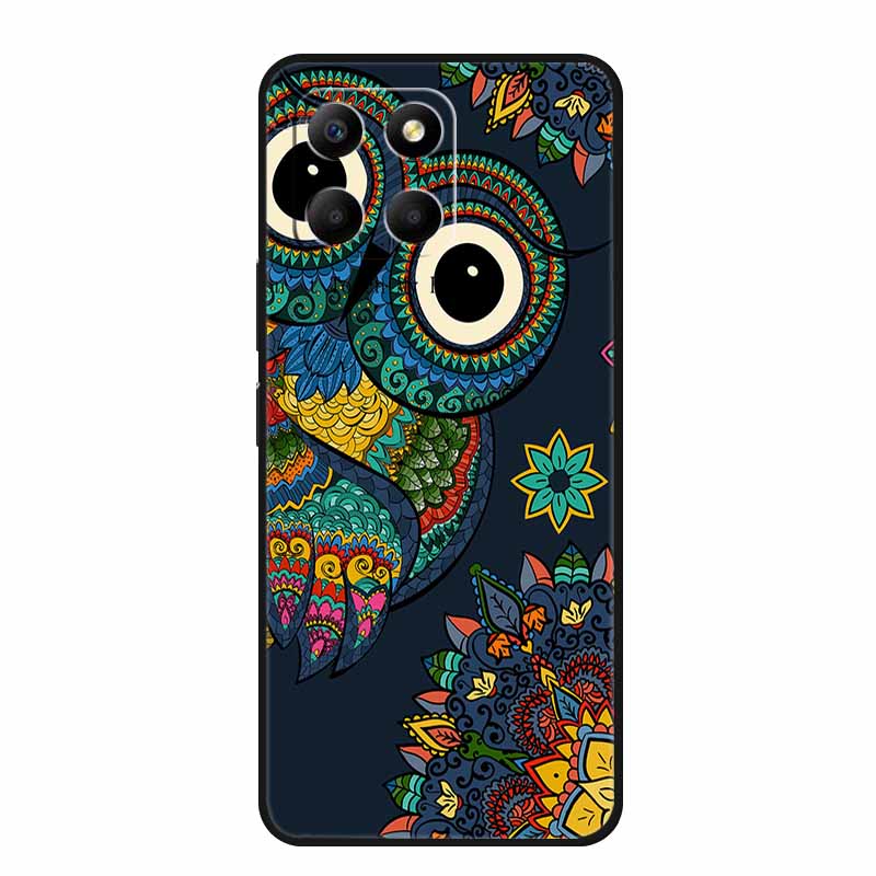 Etui For Honor X6a Zwierzęta TPU Silikon Miękki Tylny Pokrowiec na Telefon dla Huawei Honor X6a HonorX6A 2023 Ochronny Wilk Czarny Fajny Capa
