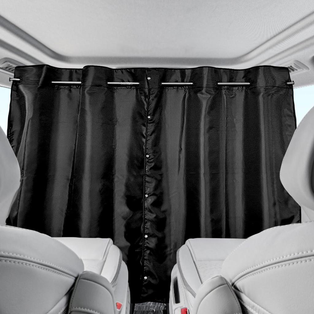 COBIVI Car Car Divider Curtains with Extendable Improves Air Conditioning Opens and Closes in the Thick Checkered 110cm Long x 160cm Privacy Emergency