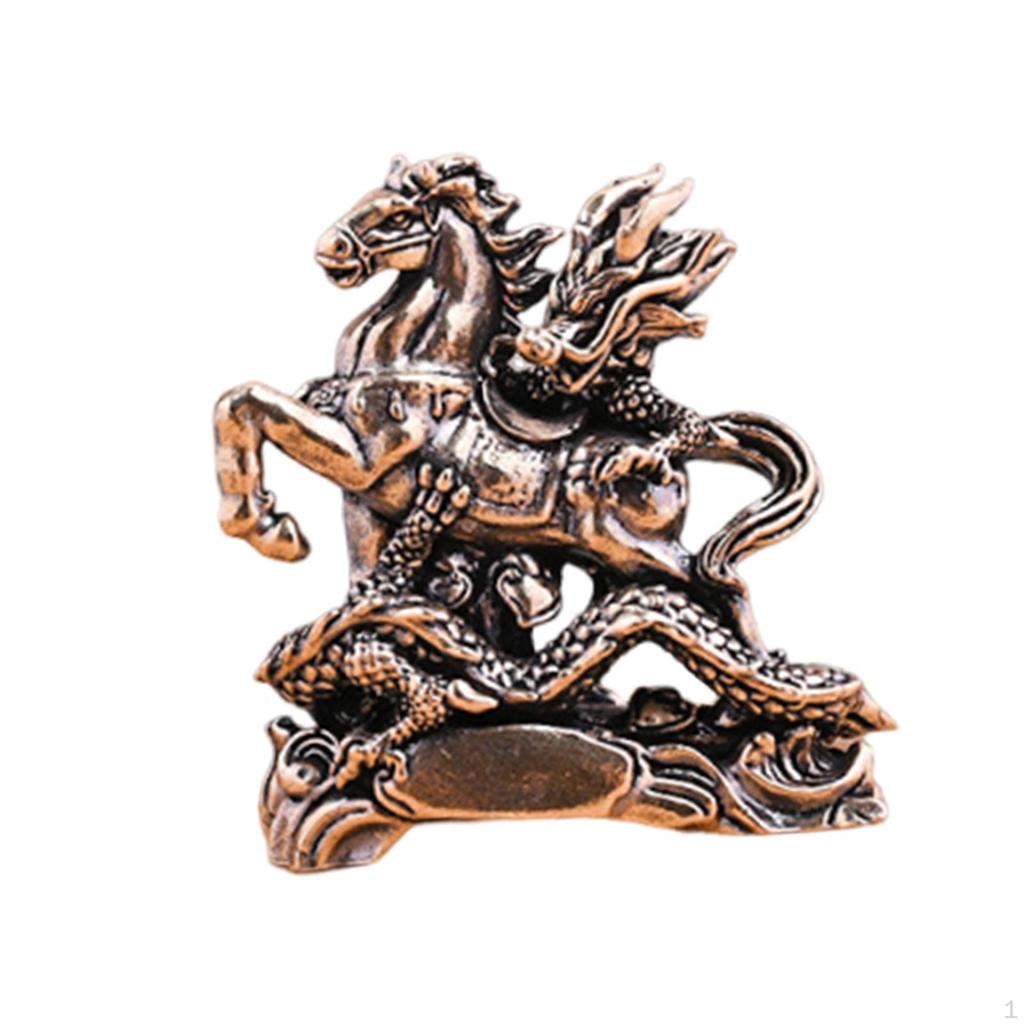 Brass Horse Figurine Animal Sculpture Art Craft Decorative Retro Design Tabletop Ornament