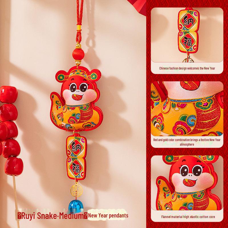 Pandantiv Festivalul de Primăvară Anul Șarpelui 2025 - Clopoțel de vânt Zeul Bogăției Fu pentru decorarea de Anul Nou în scena sufrageriei.