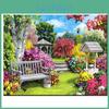 Flower Garden 5d Embroidery Diamond Full Round Diamond Mosaic Diamond Painting Landscape Rhinestones