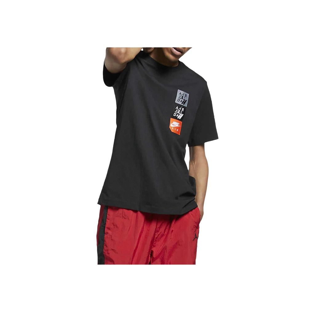 Air Jordan 4 Legacy Woven Labels Short Sleeve Crew Neck T-Shirt Men Tops Black CI9876-010