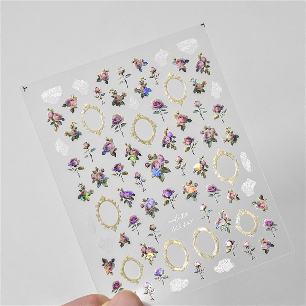 1pcs 5D Rhinestones Gold Silver Irregular Pattern Nail Sticker Simple Design Adhesive Slider Nail Art Decoration Decals Supplies