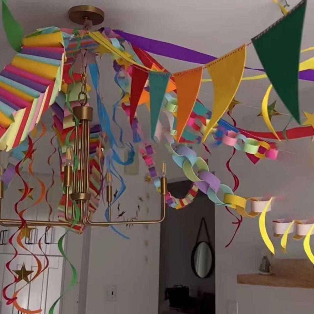 300PCS/Set 25*4cm DIY Paper Chains Mixed Color Party Decorative Chains Party Supplies