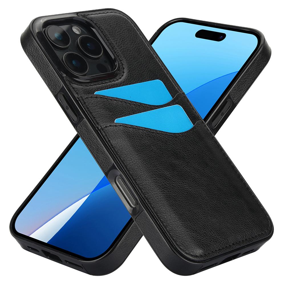 For iPhone 16 Pro Max Case Card Slot Slim-Fit PU+TPU Mobile Cover
