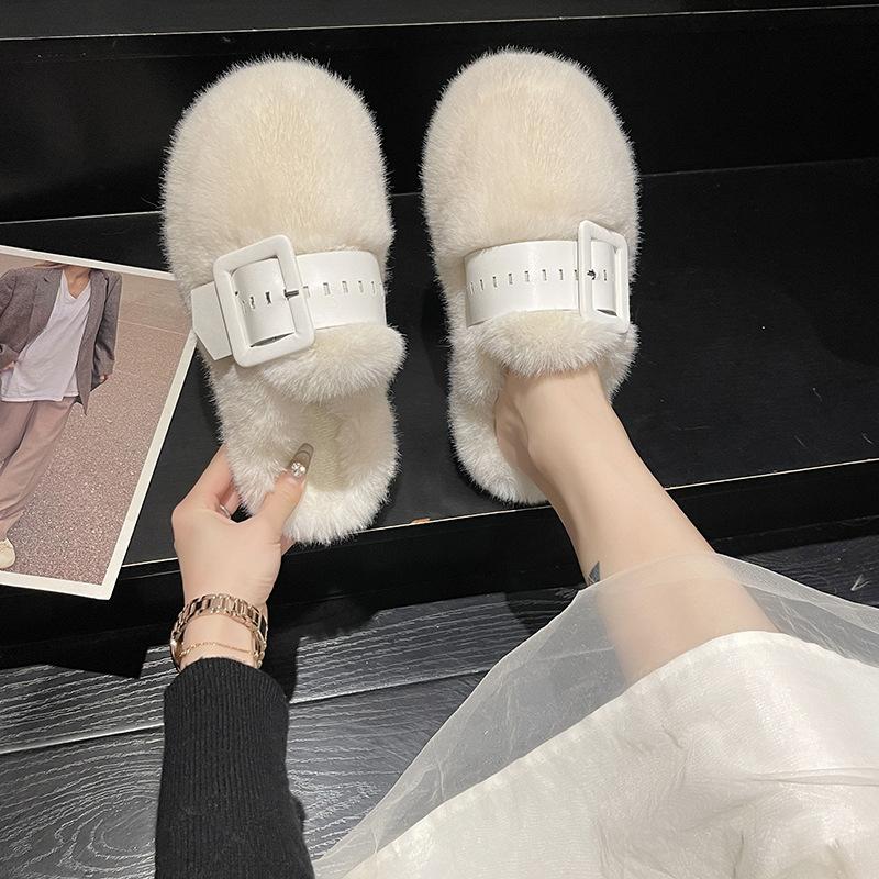 

Женские пушистые тапочки на толстой подошве, весна-лето 2025, новые полутапочки из кексов, высококачественная детская хлопковая обувь с застежкой-молнией 35