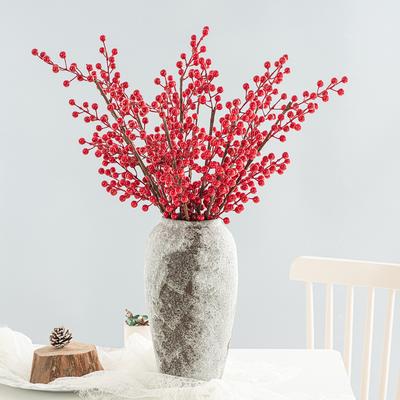 Artificial Plants Holly Little Red Fruit Christma Home Room Vase Table Decor Outdoor Garden Bonsai Festival Wedding DIY Gift Box