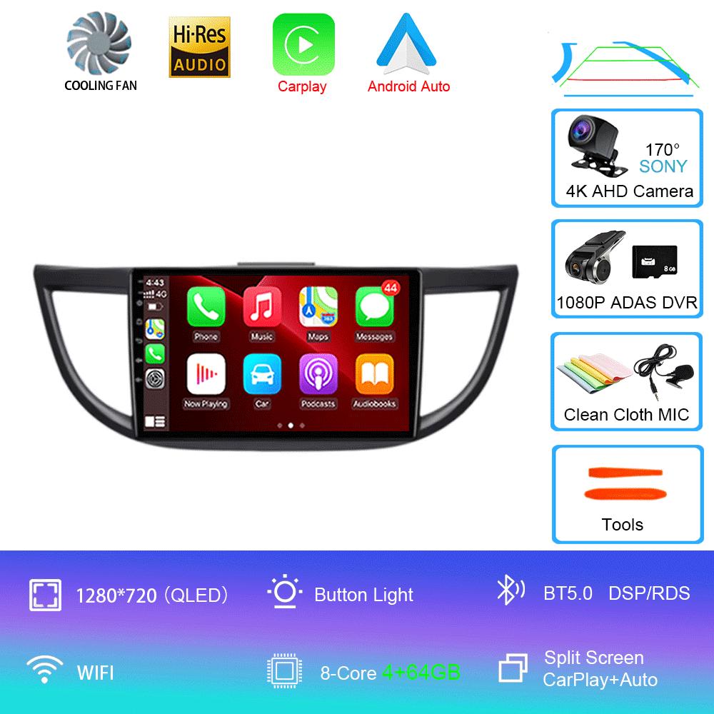 Car Radio Android 14 Carplay Auto Multimedia Player For Honda CRV CR-V 2012-2016 WIFI+4G DSP Autoradio Stereo 2din Head Unit