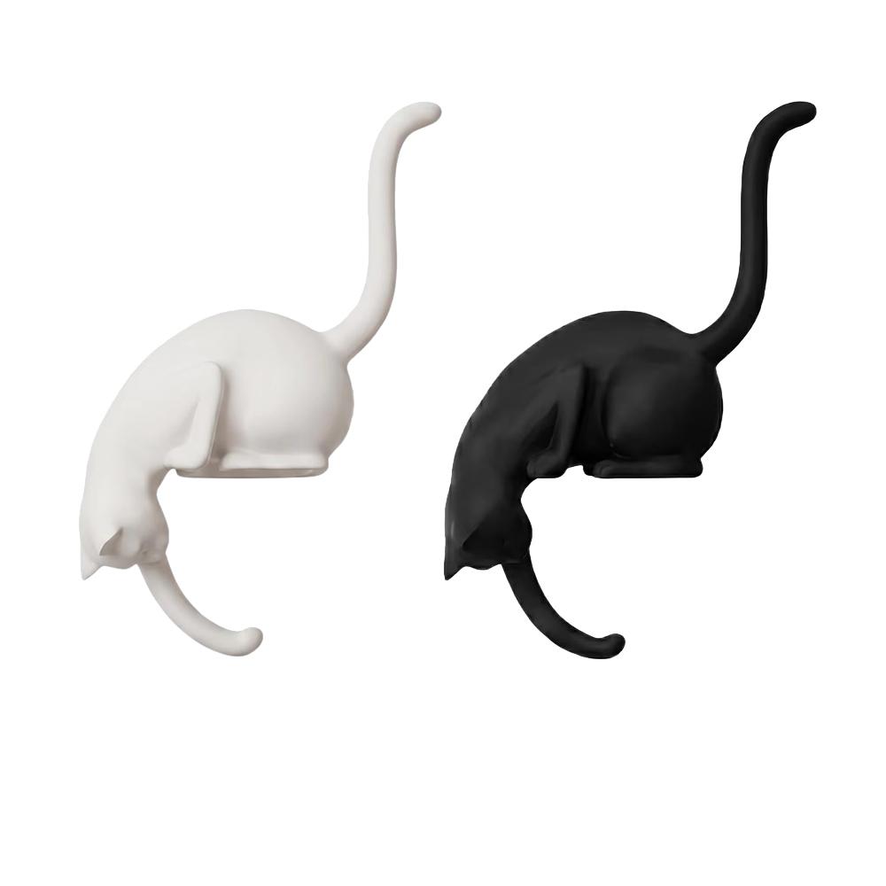 1/1pc Cat Inverted Hooks Multi-Purpose Hanging Storage Hook Cute Wall Key Rack with Lantern Bedroom Desktop Ornament Decor