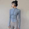 Women's Quick-Dry Slim Fit Stand-Up Collar Jacket for Aerobics, Running, Yoga, and Fitness.