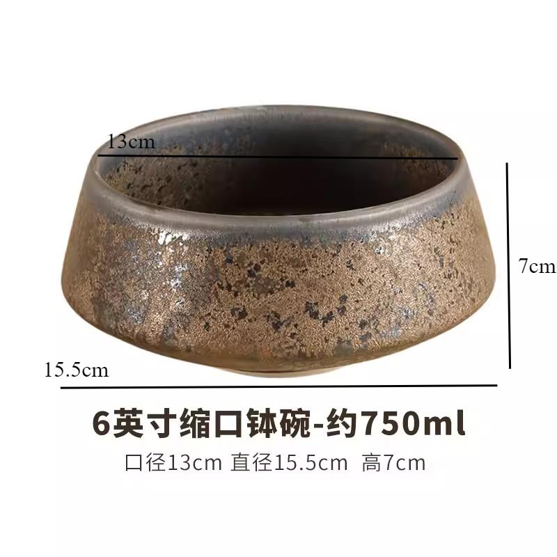 Coarse Pottery Dessert Bowl Ceramic Dinner Plate Vintage Rice Bowl Soup Bowls Fruit Plate Salad Bowls Dim Sum Dish Snack Tray