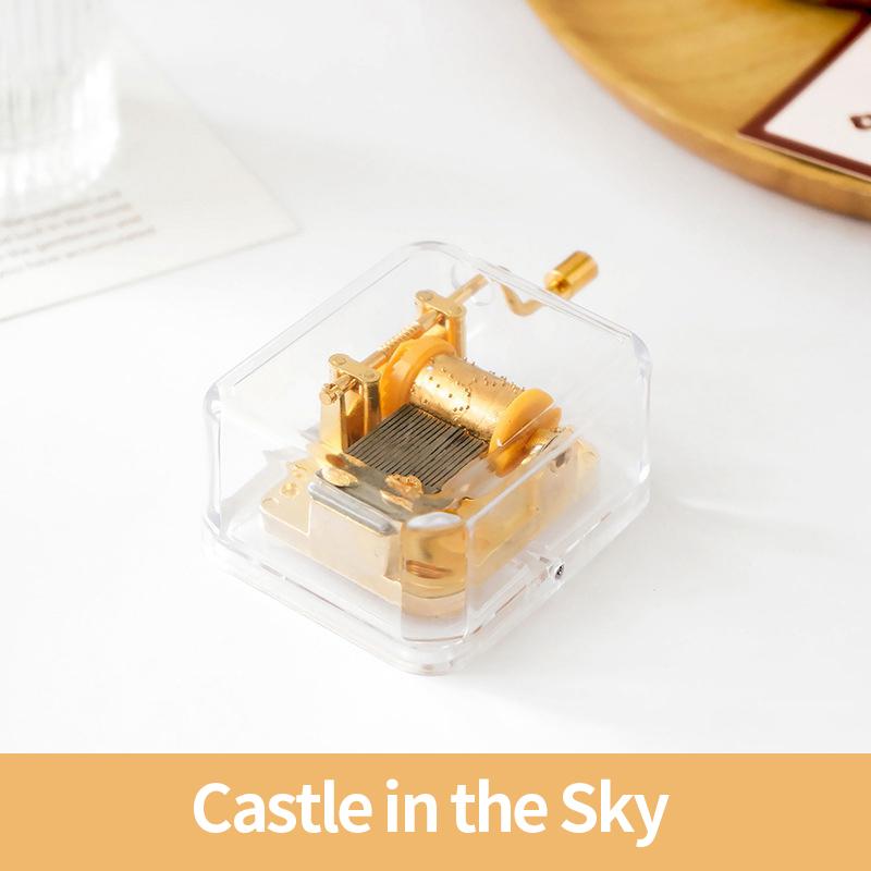 1pc Mini Creative Acrylic Music Box Hand Windup Metal Movement Octave Box Transparent Birthday Valentine's Day New Year Gift