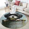 Shih Tzu and Grass Pattern Round rug,Carpet Rug for Living Room Bedroom  Playroom ,Non-slip Floor Mat,Holiday Gifts and Birthday Gifts.