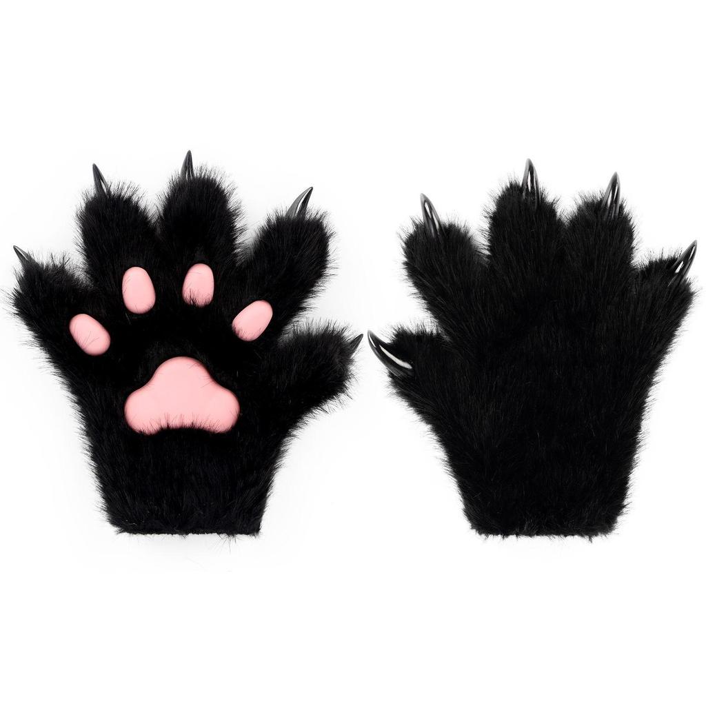 Halloween Plush Cat Claw Fursuit Gloves Cosplay Comic Show Cat Claw Props Fursuit Claw Hand