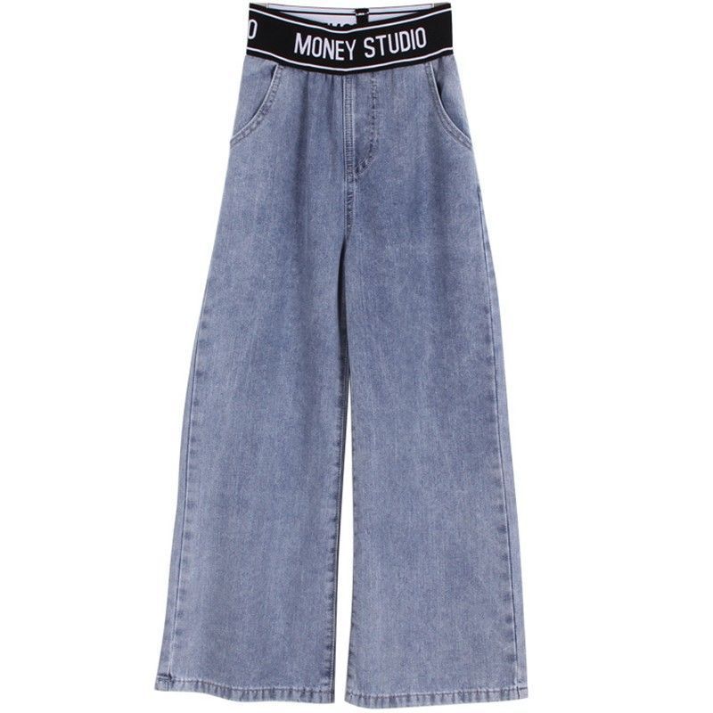 

Джинсы для девочек Тонкие осенние брюки Повседневные прямые брюки Большие детские мягкие свободные брюки с широкими штанинами 120 синий