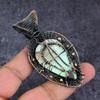 Natural Chrysoprase Gemstone Copper Wire Wrap Jewelry Pendant 2.96" ET-4644