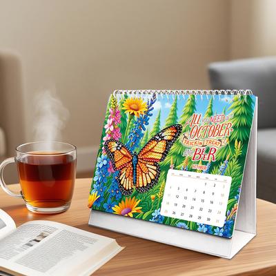 2026 Kalender Diamantmalerei Kalender Set mit unregelmäßig geformten Diamanten für Wohnzimmer Schlafzimmer Büro Schreibtisch Geschenk
