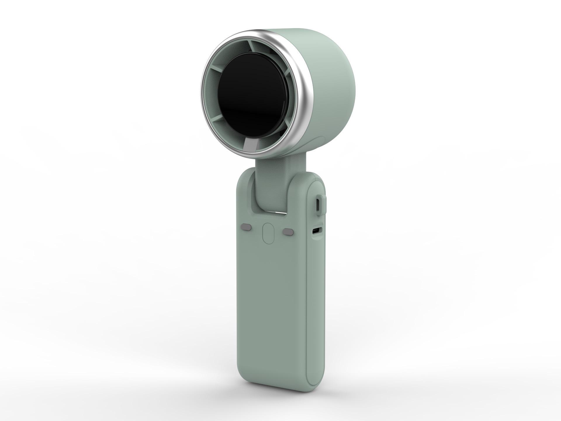 

607 Handheld Folding Mini Fan: 3600mAh, USB Rechargeable, 13000 RPM Brushless Turbine, Desktop Stand. 6.5 x 8.1 x 18.1 cm