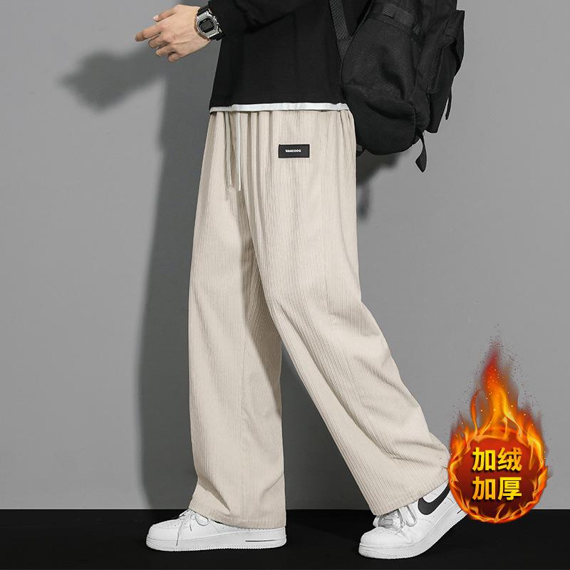 Corduroy Men's Pants Casual Pants Winter New Fleece Thickened Trend Loose Straight Sports Trousers