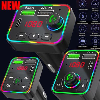 Vivavoce per auto Bluetooth 5.0 Lettore MP3 Ricevitore audio Aux wireless Modulatore FM Dual USB 3.1A + Caricatore PD Kit per auto Trasmettitore FM