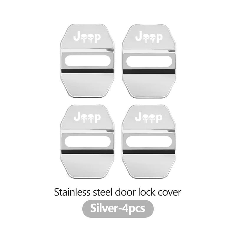 4Pcs Decorative Car Door Lock Buckle Cover Protector for Jeep Renegade Wrangler JK JL Grand Cherokee Compass Patriot Auto Parts