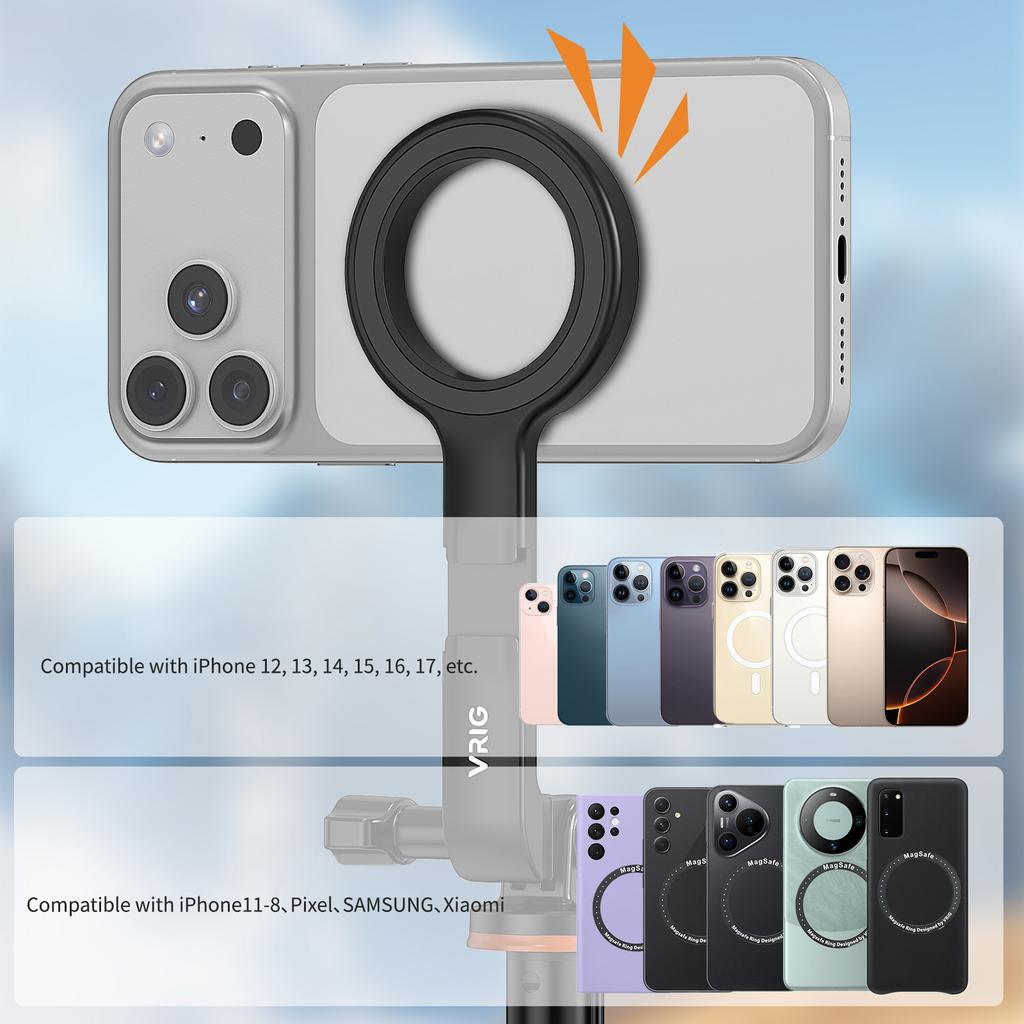 VRIG 360 Degree Rotation Magnetic Phone Mount Multi-function Selfie Stick Photography Tripod