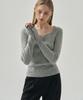 Deuloupisumeon Heart Neck Ribbed Slim Knit Top [M.Grey]