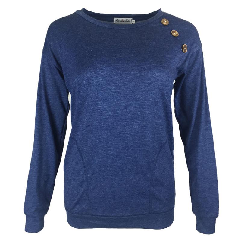 

Casual Womens Ladies Long Sleeve Pullover Sweater Button Sweatshirt Tops Jumper L Темно-синій