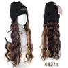 Synthetic Wig Hat Wig Warm Knitted Hat with Water Ripple Curls Women's Hat Wig Suitable for Daily Wear in Winter and Autumn