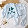 Pantaloni invernali per bambini a maniche lunghe o collo T-shirt Set pantaloni larghi casual da 2 pezzi in cotone con stampe di cartoni animati