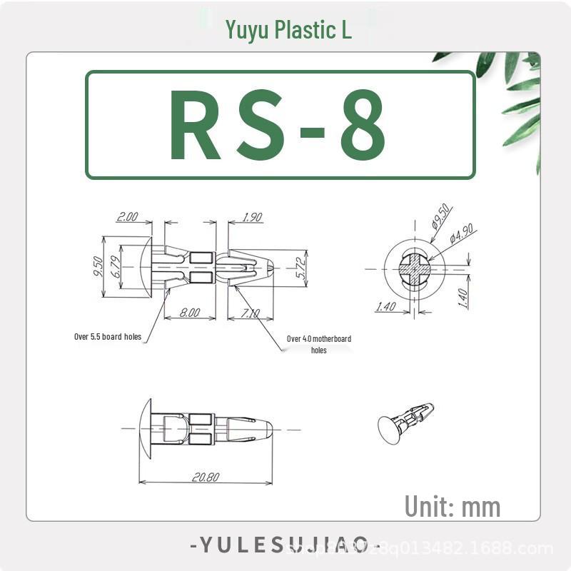 RS-6 PCB Insulation Spacer Rivet Support Post, M4 Hole, Sizes 8-18