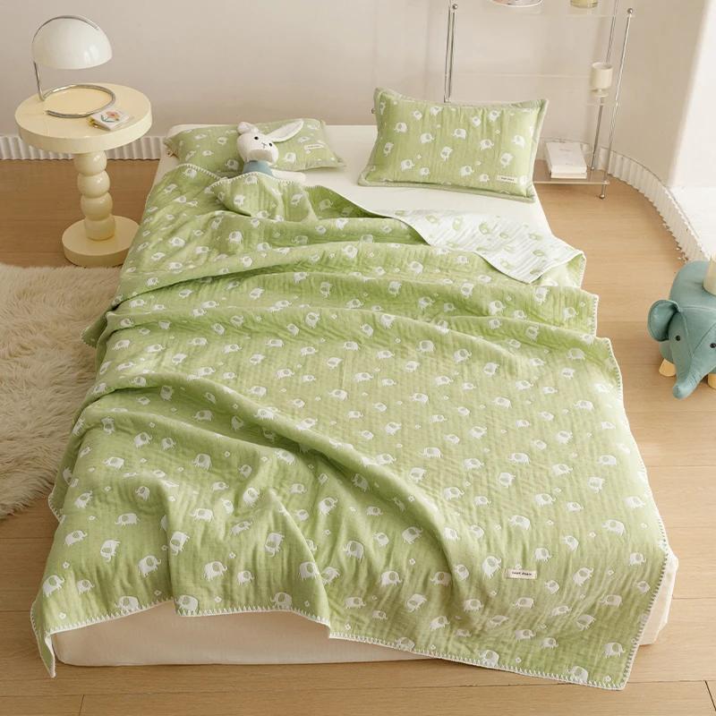 Pure Cotton Three-layer Yarn Fabric Children Summer Blanket Soft Skin Friendly Child Quilt Air Conditioner Comforter Adult Kid