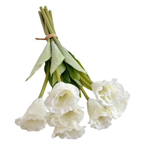 

7 шт./букет Имитированный букет Реалистичные цветы Яркие цвета Железная проволока Пластиковые материалы Многослойные лепестки Искусственный цветок Садовый декор белый