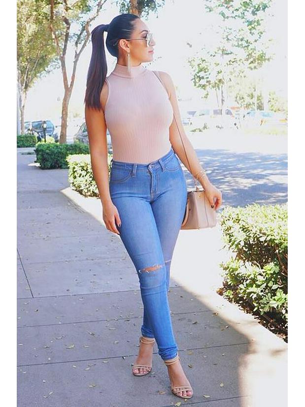 Jeans skinny déchirés à haute élasticité pour femmes euro-américaines