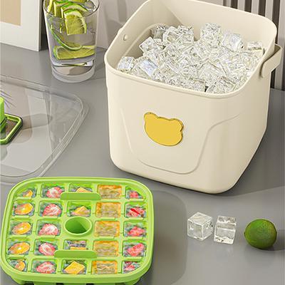 Transparent Leak Proof Ice Cubes Maker For Refrigerator Use Pressing Ice Mold with Spacious Storage Compartment