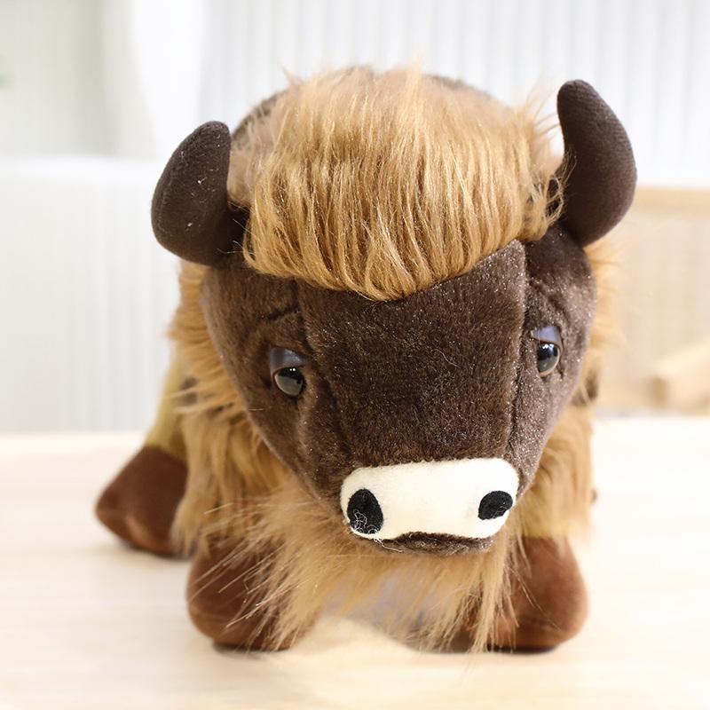 Simulierter Wildochse Plüsch Flauschige Büffelpuppe Lebensecht Buff Plüschtier Plüsch Heim Büro Dekoration Kleinkind Kind Mann Jungen Geburtstagsgeschenk 17cmx25cm