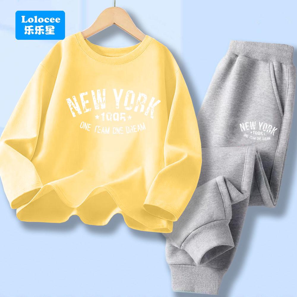 Boys Autumn Spring Clothes Sets New York City Letter Print T-shirt and Pants 2pcs Outfit Long Sleeve Tracksuits