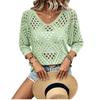 2026 Women's Solid Color Knit Mesh Sweater: European & American Versatile Loose Fit
