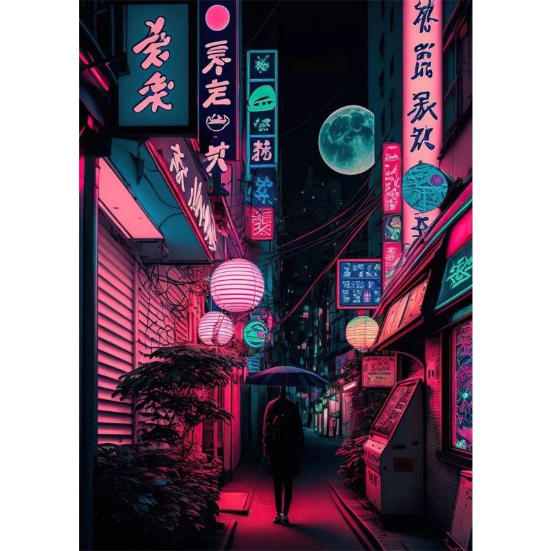 80s Neon Poster Aesthetics City Tour Colorful Night Canvas Painting Wall Art Posters and Prints for Living Home Decoration Gift