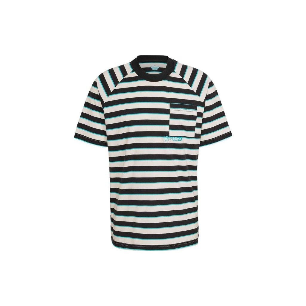 Adidas Originals Trefoil Stripe Pocket Crew Neck Short Sleeve T-Shirt Men Tops Green HT1662