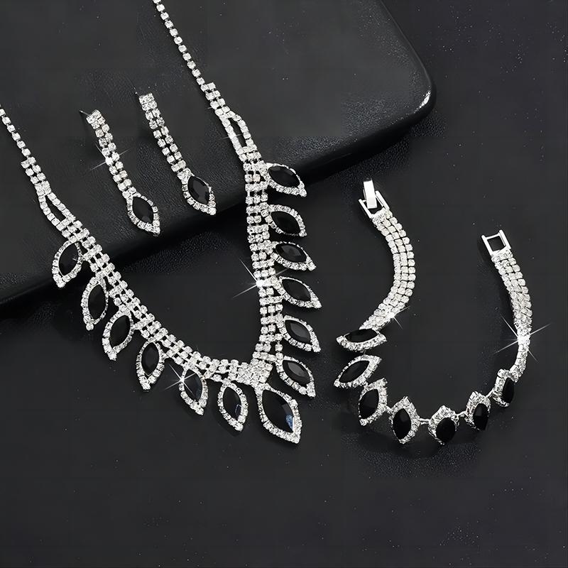 Fashion Women's Jewelry Set Bridal Accessories Rhinestones Water Droplets Jewelry Set High-quality Necklace Bracelet Earring Set