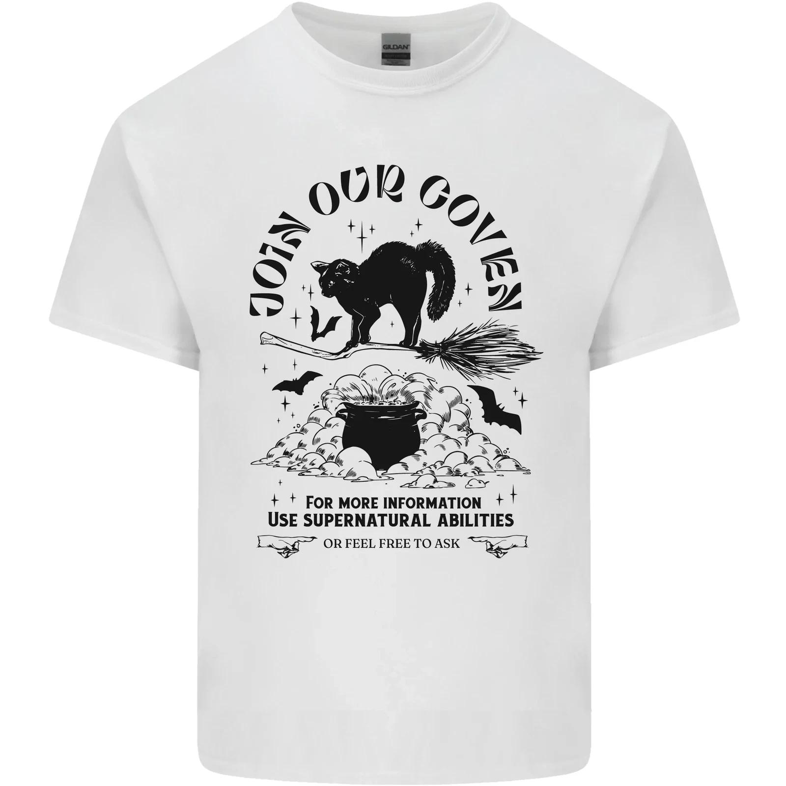 

Join Our Coven Funny Halloween Cat Kids T-Shirt Childrens XL
