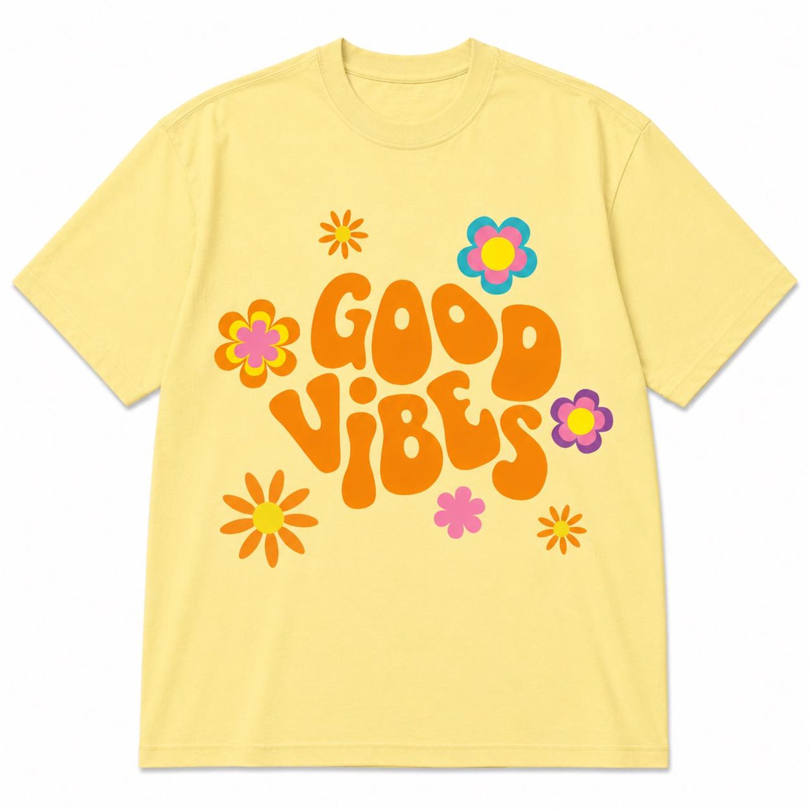 Groovy Good Vibes Flower Shirt – Retro 70s Daisy Graphic Tee XL