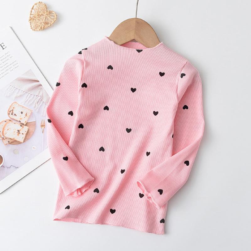 Koszula dla dziewczynek topy z długimi rękawami dla dzieci z okrągłym dekoltem Love Heart koszulka dla dzieci maluch najniższa bawełniana bluzka dziecięca
